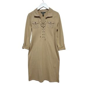 Lauren Ralph Lauren Collared Long Sleeves Cotton Shirt Dress Size Small